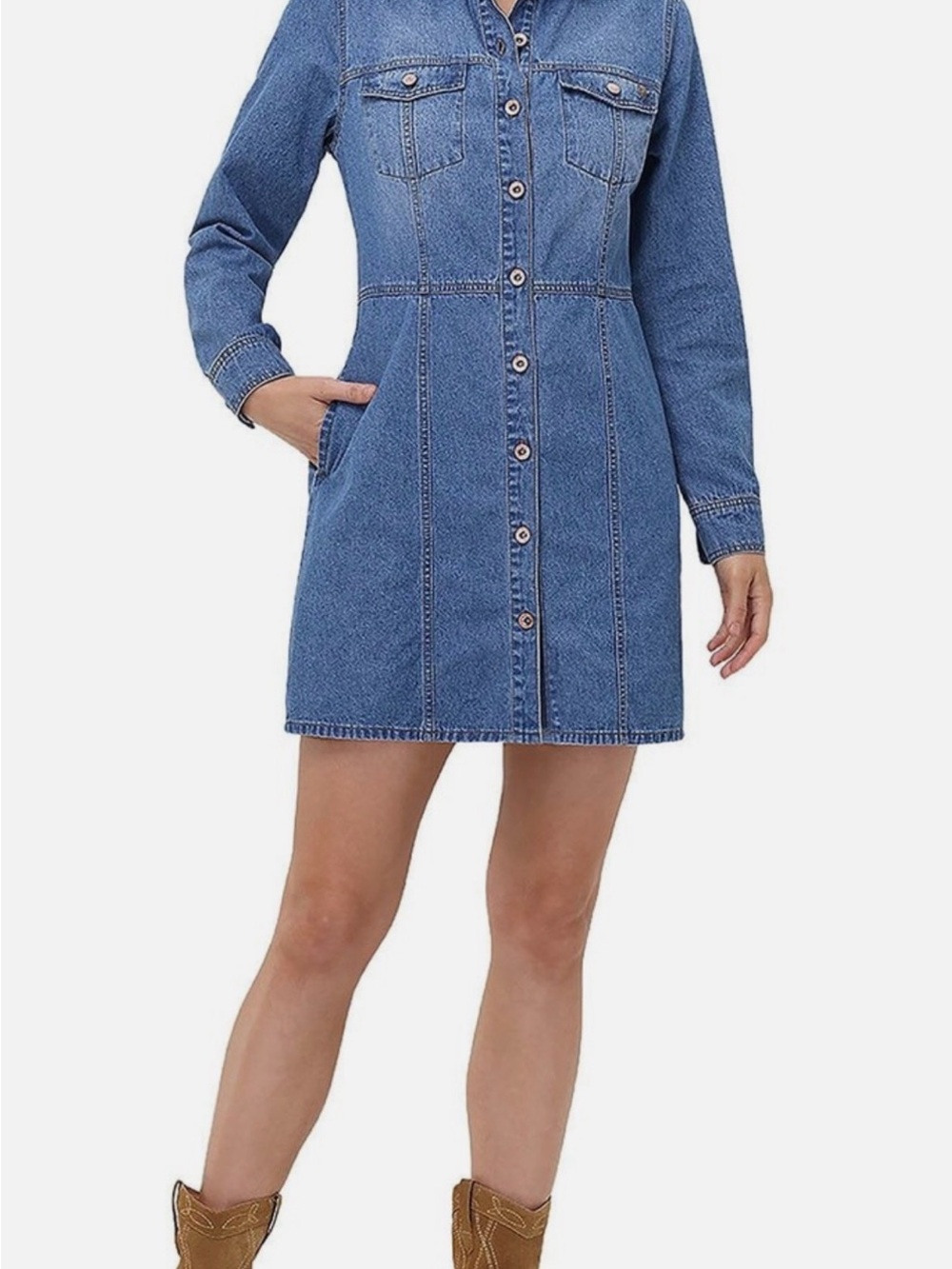 Frye Blue Denim Mini Shirt Dress